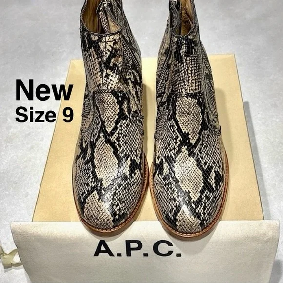 New A.P.C .Style F5-1008 ankle boots SNAKE MUTICO tan size 9 ⭐️⭐️⭐️⭐️⭐️ - Picture 1 of 17